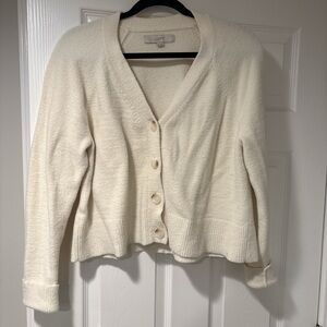 LOFT Women's Ivory Button-Up Cardigan